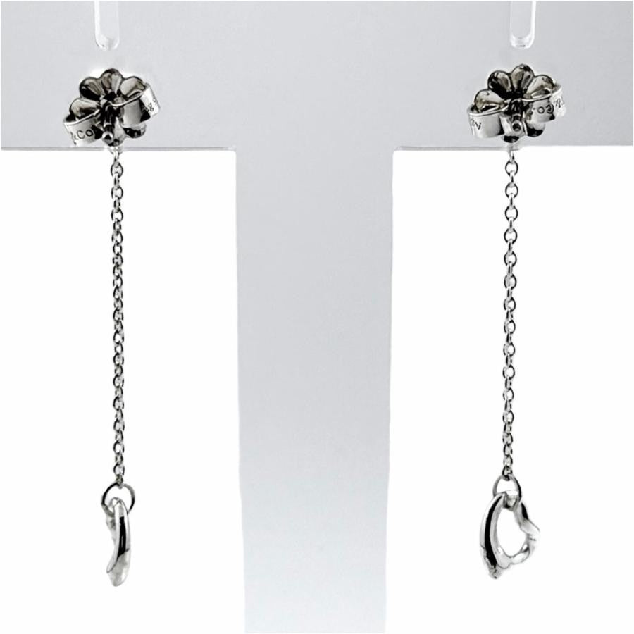 Near Mint Tiffany & Co Diamond By The Yard Open Heart Earrings Elsa Peretti