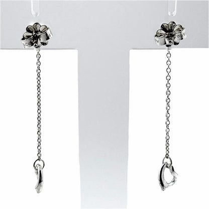Near Mint Tiffany & Co Diamond By The Yard Open Heart Earrings Elsa Peretti