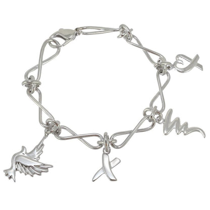 Tiffany & Co Silver 925 Paloma Picasso Loving Heart Graffiti 4 Charm Bracelet
