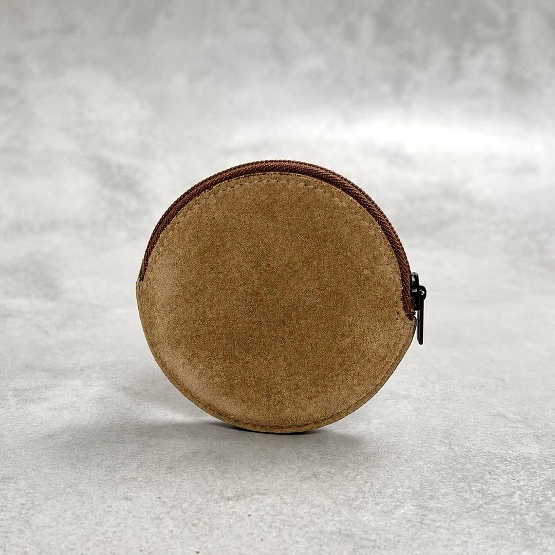 Loewe Anagram Camel Suede Round Coin Case 7.5 x 8cm