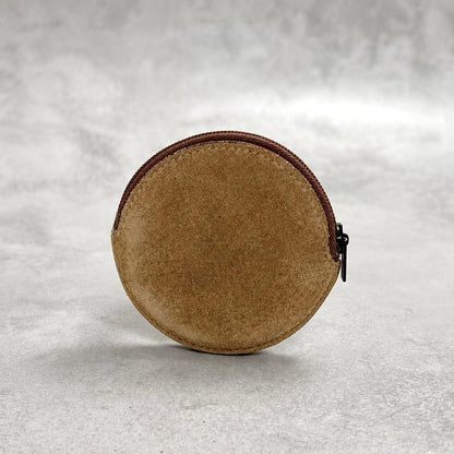 Loewe Anagram Camel Suede Round Coin Case 7.5 x 8cm