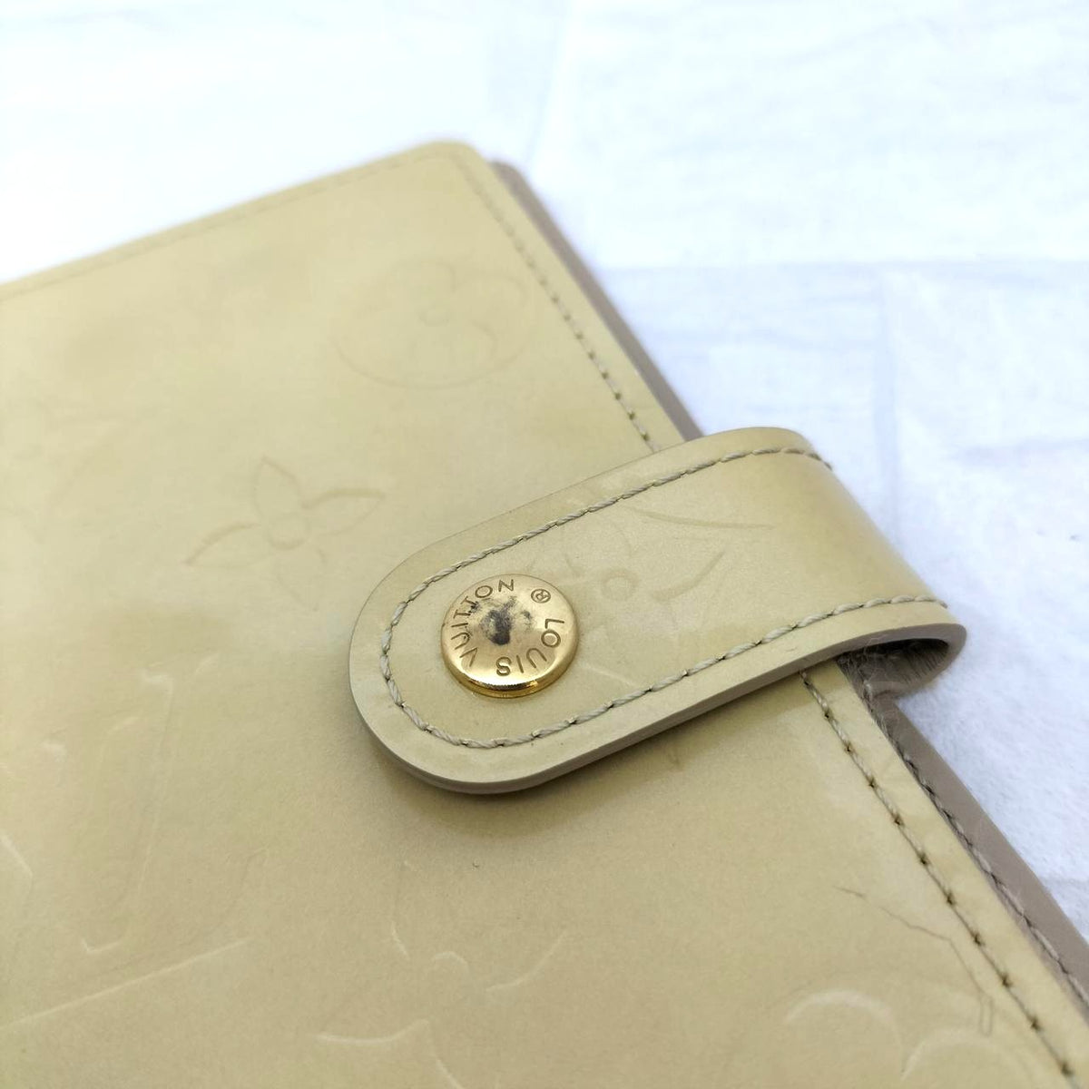 Louis Vuitton Vernis Agenda Cover Notebook Holder Yellow Patent Leather Gold