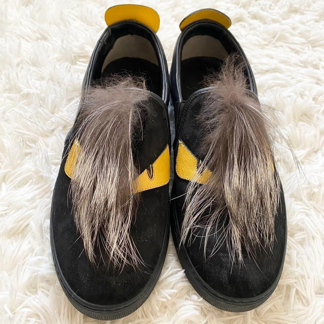 Fendi Monster Bug Eyes Black Yellow Eyes Sneakers Slip-On Size 6 Men Used