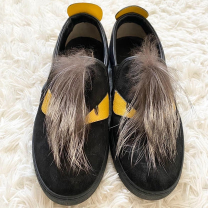 Fendi Monster Bug Eyes Black Yellow Eyes Sneakers Slip-On Size 6 Men Used
