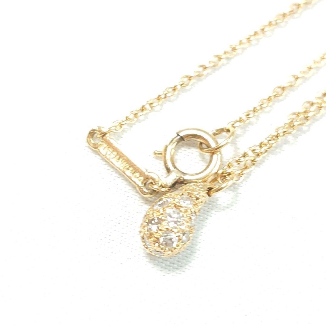 Tiffany & Co K18YG Yellow Gold Pave Diamond Teardrop Necklace Pendant 40cm 15.7"