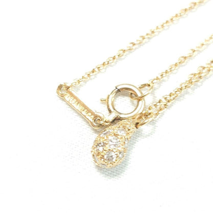 Tiffany & Co K18YG Yellow Gold Pave Diamond Teardrop Necklace Pendant 40cm 15.7"
