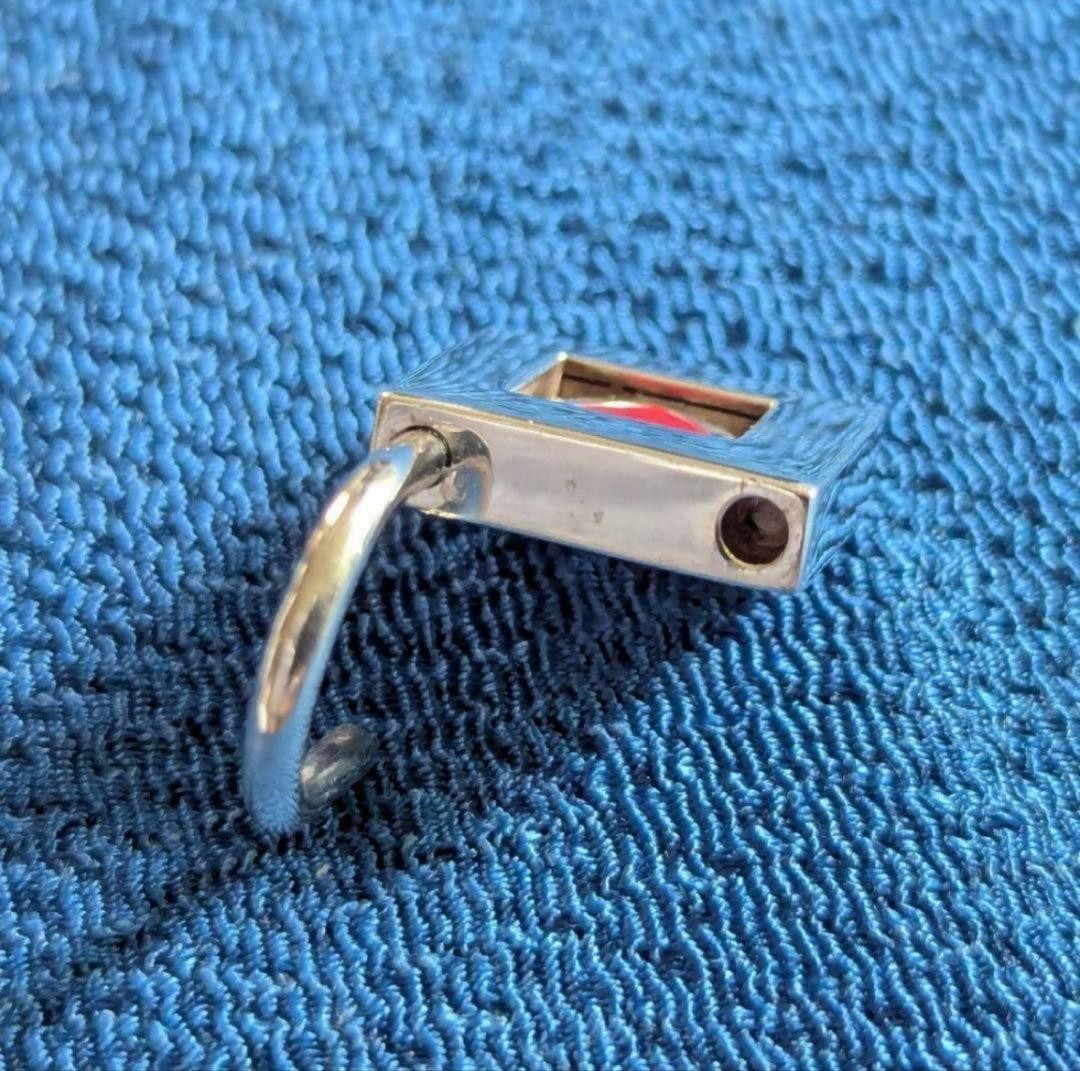 Tiffany & Co Silver 925 Red Enamel Heart Lock Pendant Top Cadena Charm Excellent