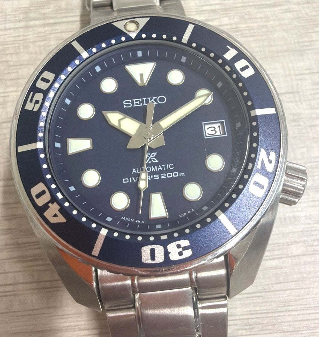 Seiko Prospex Sumo SBDC033 6R15 Automatic Diver Watch Blue Dial 200m Japan Used