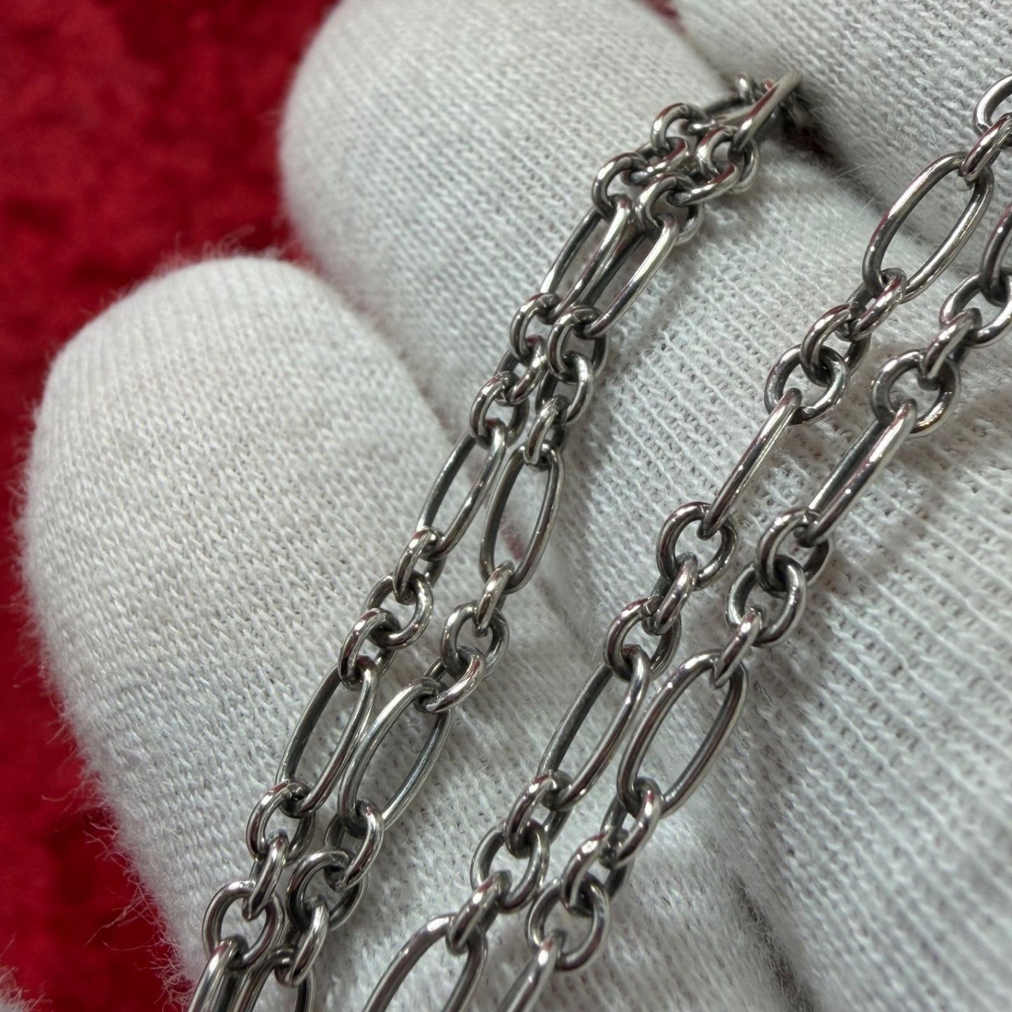 Georg Jensen Sterling Silver 925 Figaro Chain Necklace L 45.5cm 18in Excellent