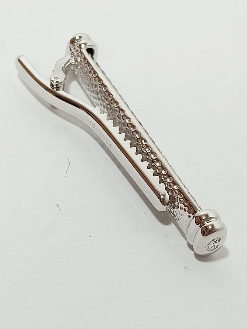 Philippe Charriol Auth Silver Wire Motif Tie Clip Bar Mens Accessory Used