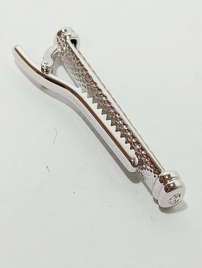 Philippe Charriol Auth Silver Wire Motif Tie Clip Bar Mens Accessory Used