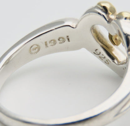 Tiffany & Co Heart Ribbon Ring Silver 925 18K Yellow Gold Combo Size US6 EU52
