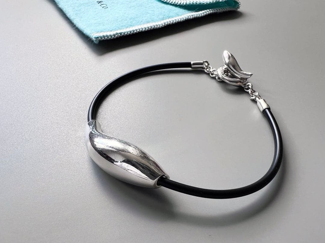 Tiffany & Co Sterling Silver & Rubber Frank Gehry Fish Bracelet Toggle Excellent
