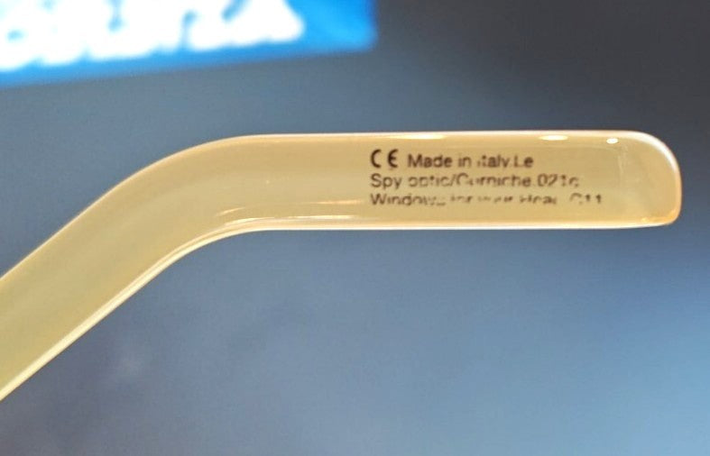 SPY Optic Corniche Sunglasses Square Clear Cream Gold Frame Gray Lens VTG Y2K