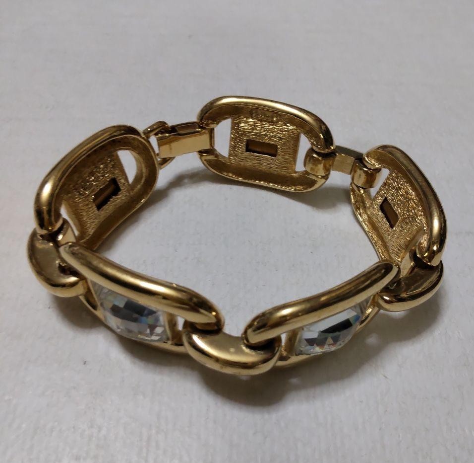 Christian Dior Vintage Crystal Bracelet Gold Plated Authentic From Japan