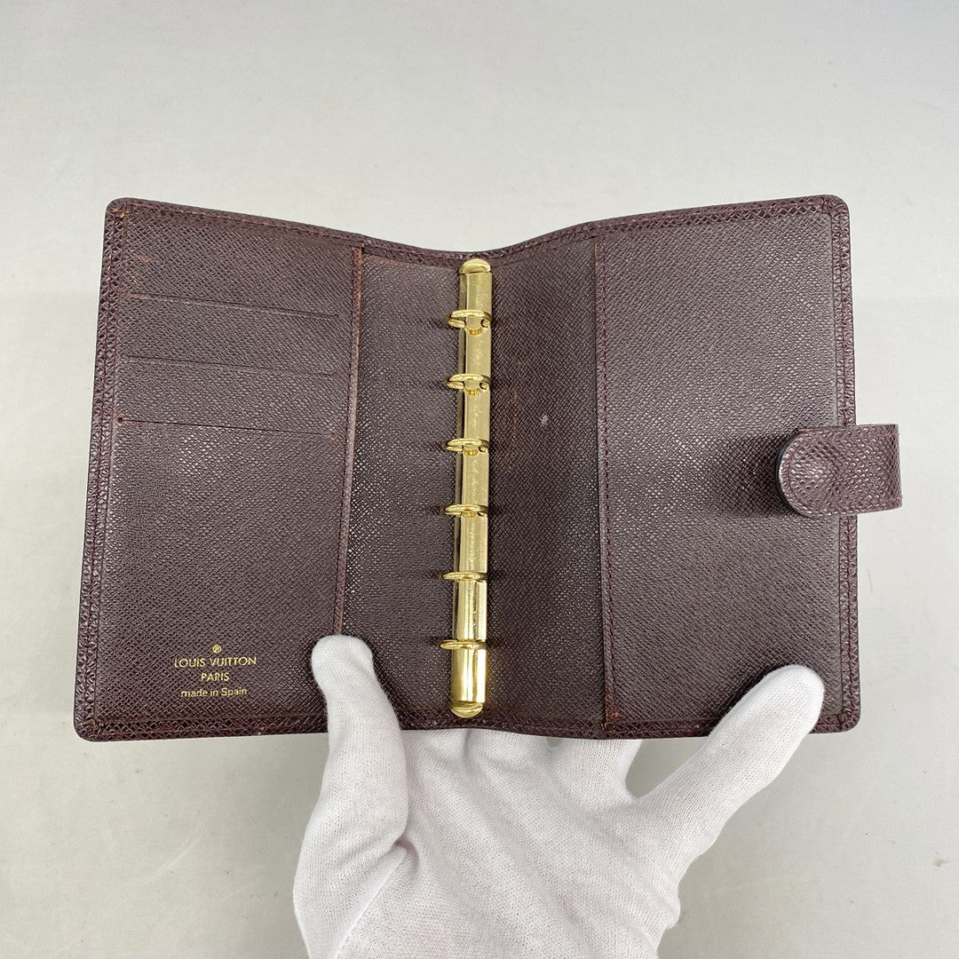 Louis Vuitton Agenda PM Notebook Cover Damier Acajou Leather R20416 Bifold Spain