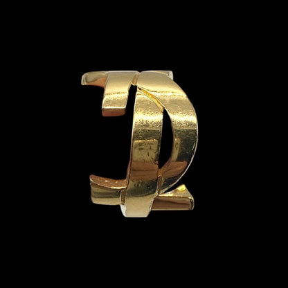 Authentic SAINT LAURENT Paris Gold Plated Cassandra Logo Ring Size 49 US 5 Rare
