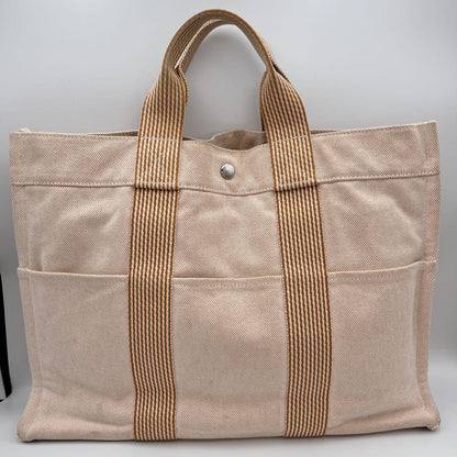 Hermes Authentic Fourre Tout MM Canvas Tote Bag Orange 42x30cm 16.5x11.8" Used