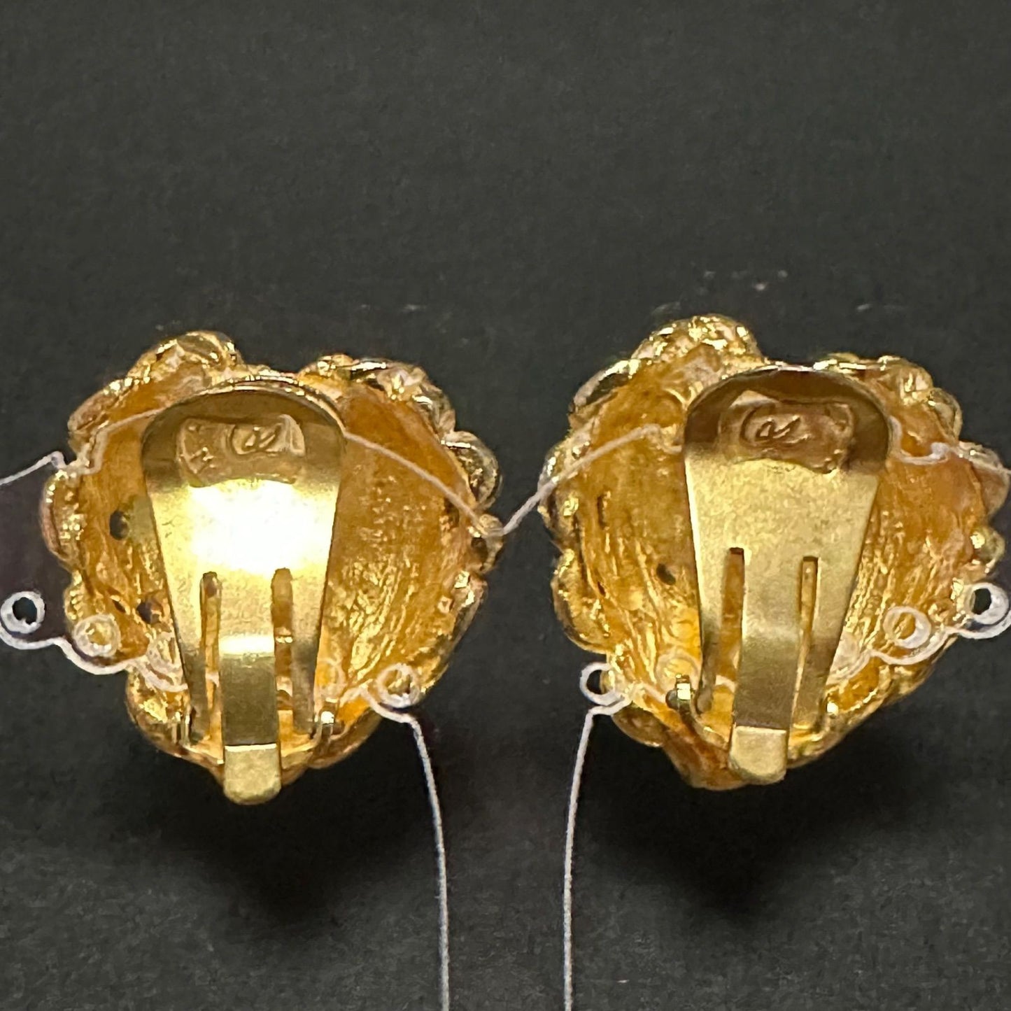 Christian Lacroix Auth Vtg Heart Motif GP Gold Clip Earrings 2.65x2.61 cm Used