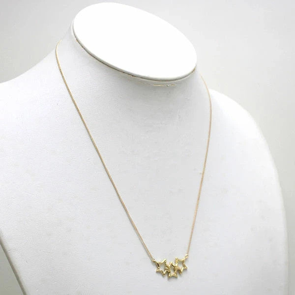 Excellent Tiffany & Co Yellow Gold 18K Triple Star Necklace L 46cm 18in Auth