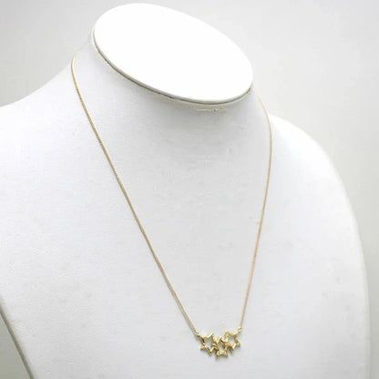 Excellent Tiffany & Co Yellow Gold 18K Triple Star Necklace L 46cm 18in Auth