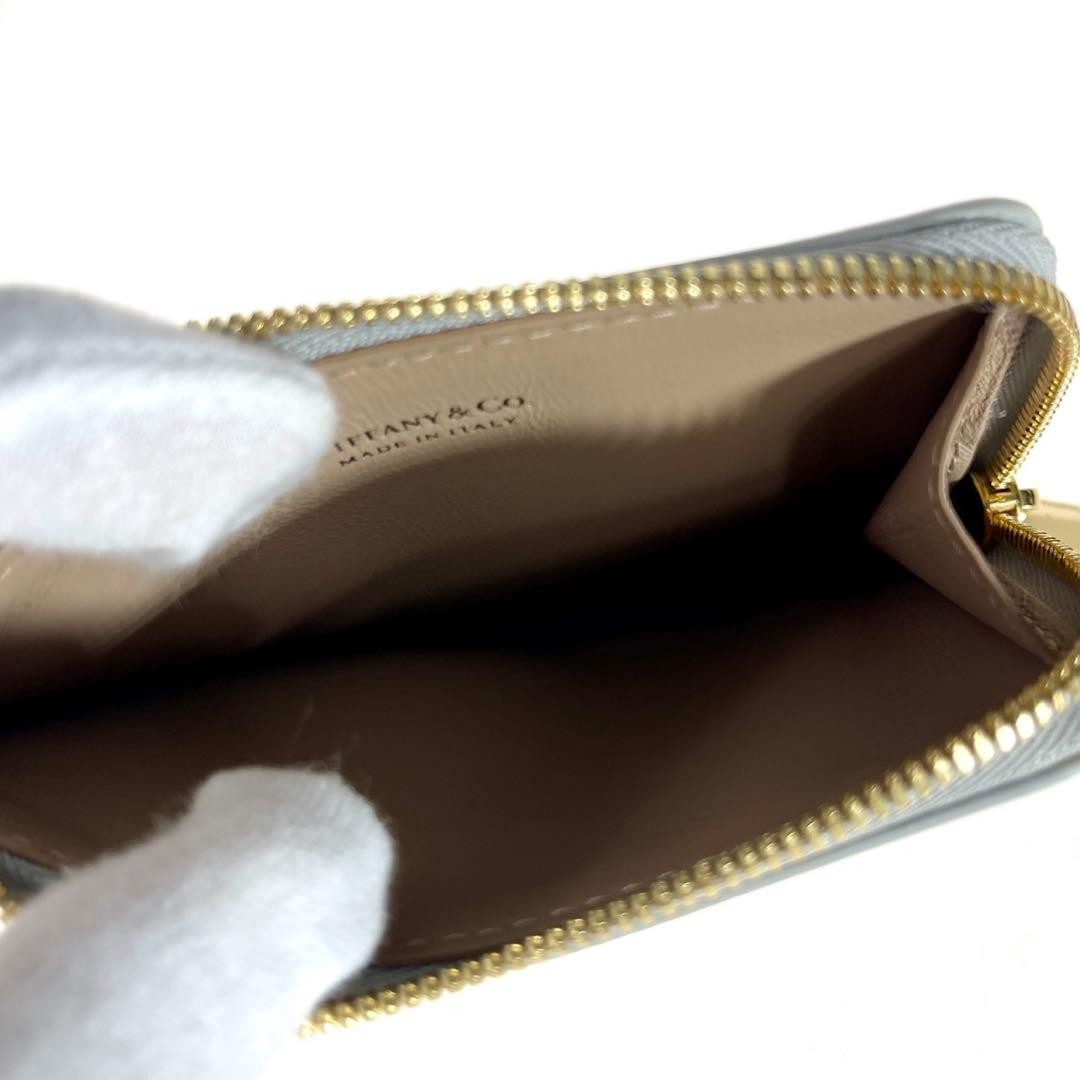 Tiffany & Co. Leather Fragment Coin Case Card Case T Logo Zip Near Mint