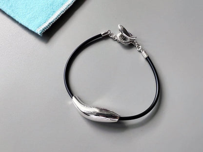 Tiffany & Co Sterling Silver & Rubber Frank Gehry Fish Bracelet Toggle Excellent