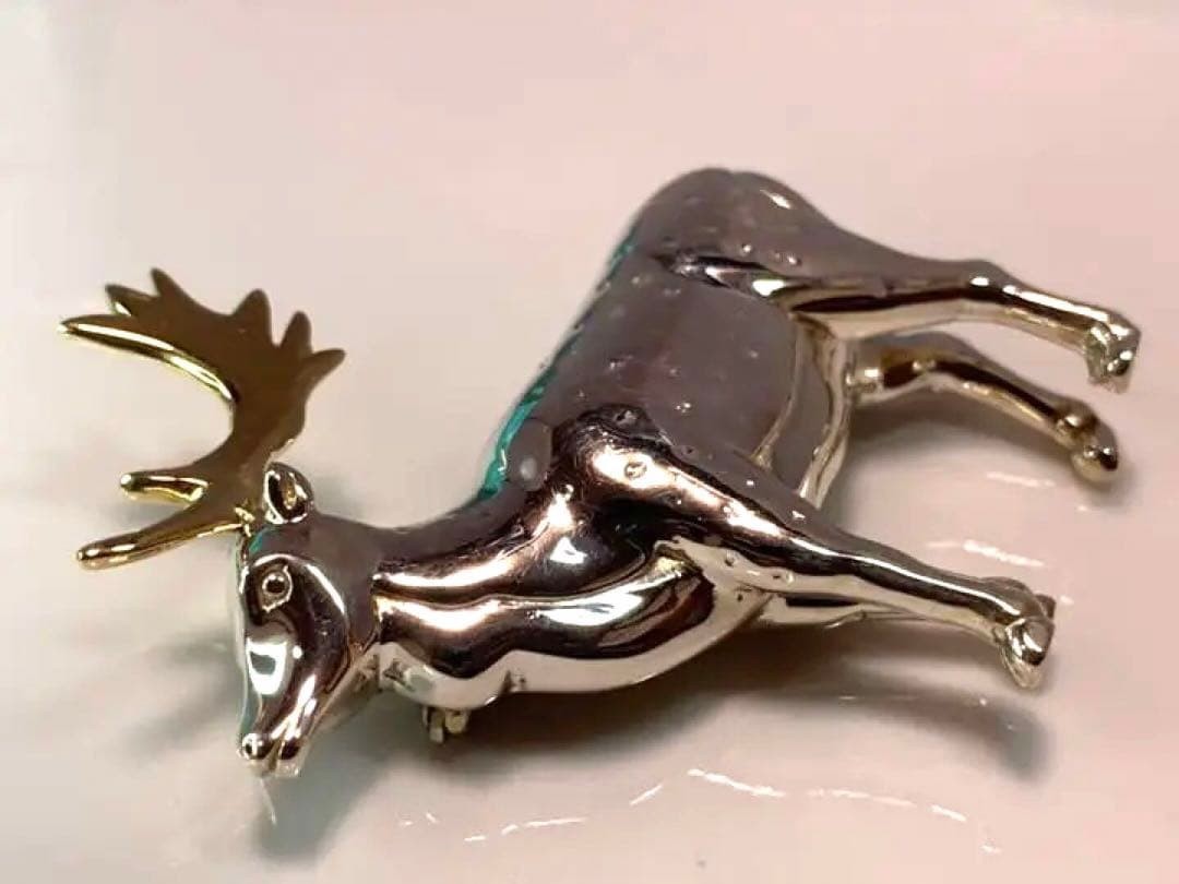 Vintage Tiffany & Co Deer 1988 Sterling Silver 925 x Gold 750 Brooch Used Rare