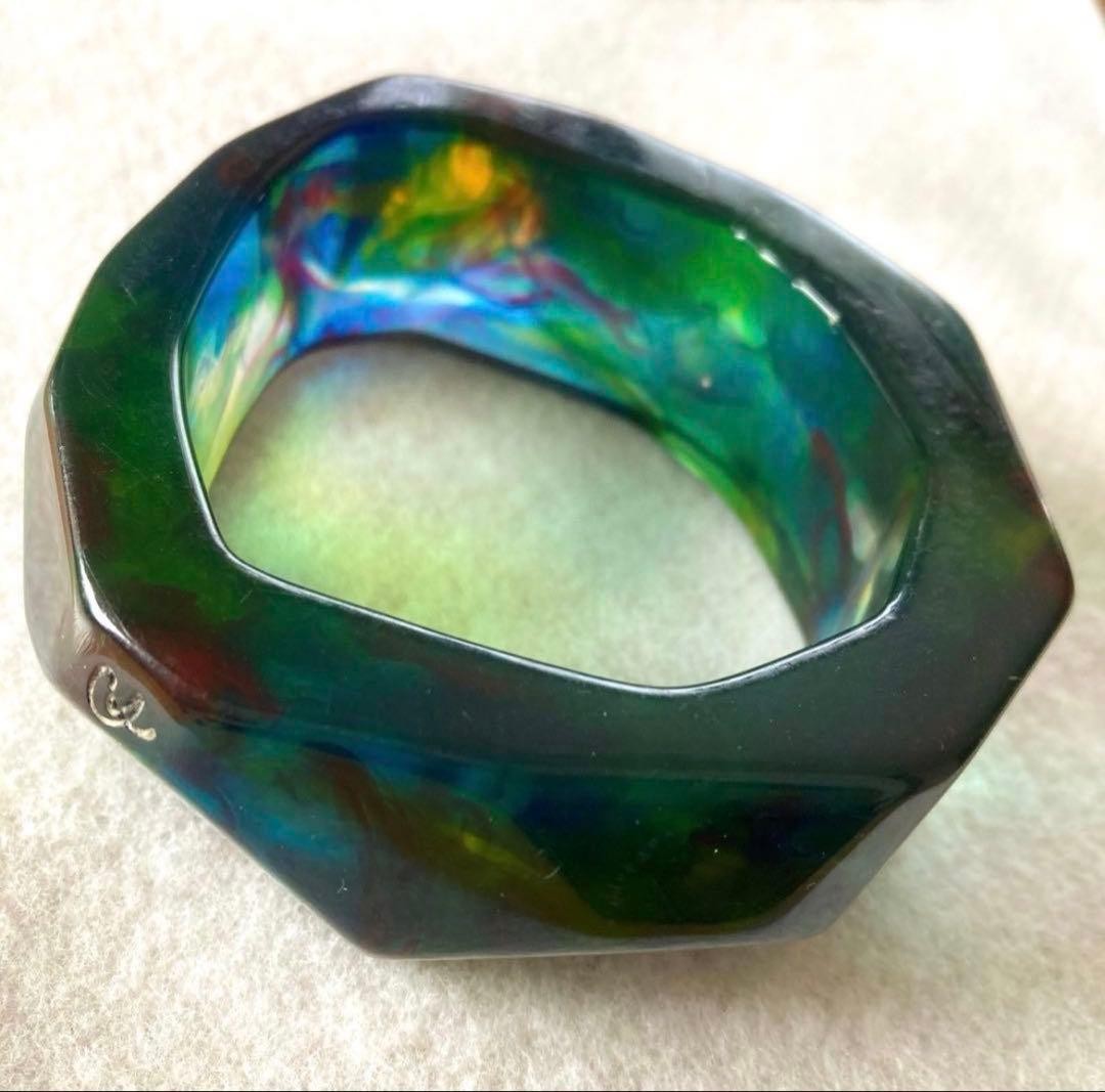 Christian Lacroix Vtg Acrylic Bangle Bracelet Clear Wide 3cm 1.2" Dia 9cm Used