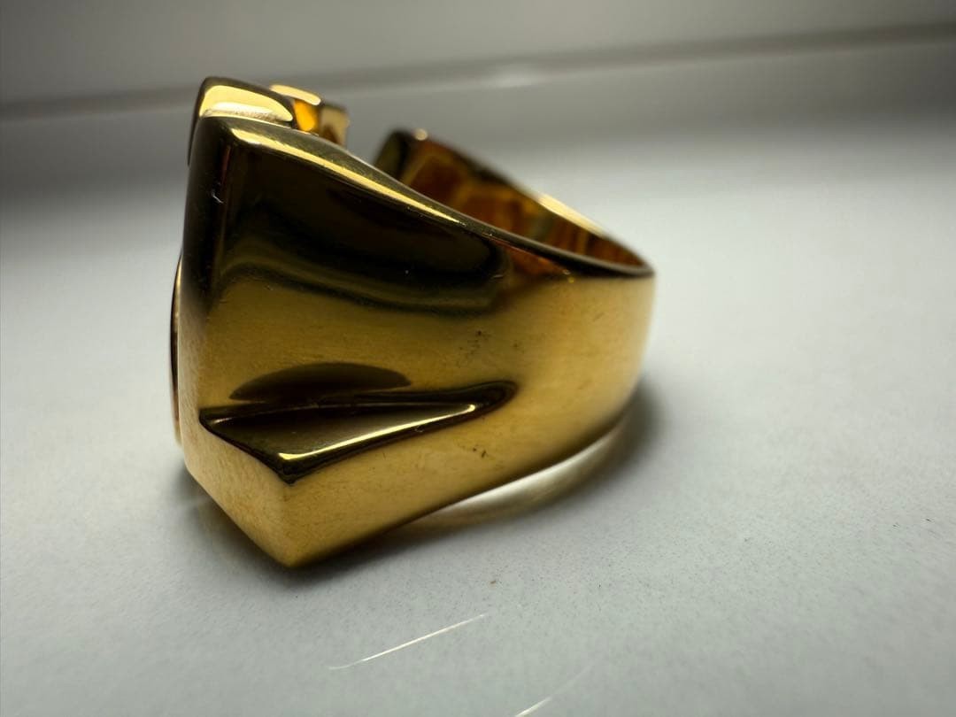 Yves Saint Laurent YSL Cassandra Logo Gold Tone Ring Size 53.5 US 6.5 Excellent