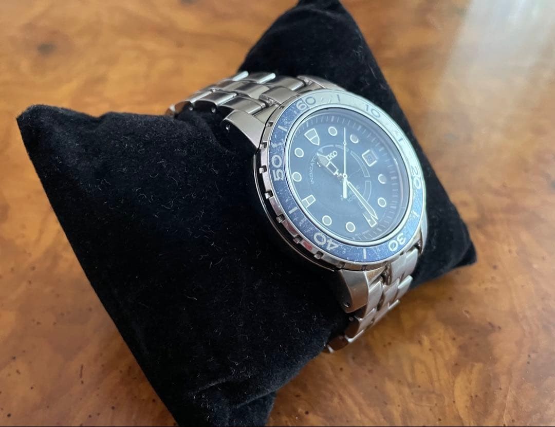 Seiko Kinetic 5M62 0BP0 Blue Dial Date Watch Men 100m Secondary Battery Replaced