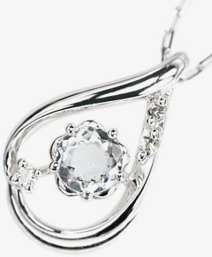 4°C Drop Shape Necklace 1.4g Diamond K10 White Gold Pendant Top Used Japan