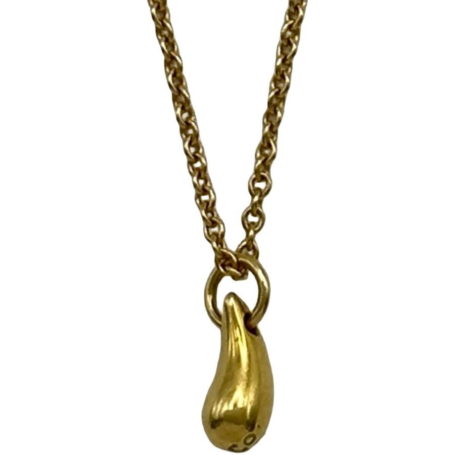 Tiffany & Co Yellow Gold 18K Teardrop Pendant Necklace L 40cm 15.7in Excellent