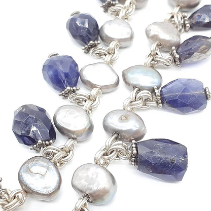 Stephen Dweck Black Pearl Amethyst Sterling Silver 925 Necklace L 16" Toggle