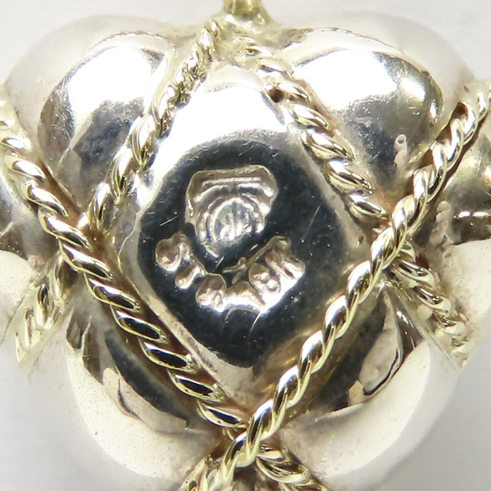 Tiffany & Co Sterling Silver 18K Gold Quilted Heart Pendant Top19.8mm Authentic