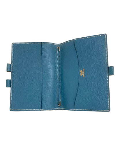 HERMES Agenda Cover Notebook Case Blue Epsom Leather Made in France PM Vintage