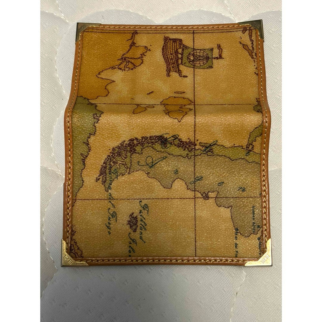Prima Classe Alviero Martini Notebook Cover Case Geo Map Print Leather Italy