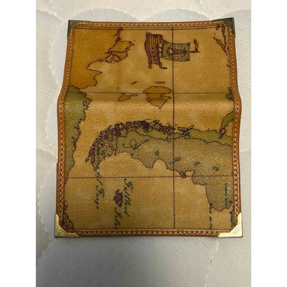 Prima Classe Alviero Martini Notebook Cover Case Geo Map Print Leather Italy