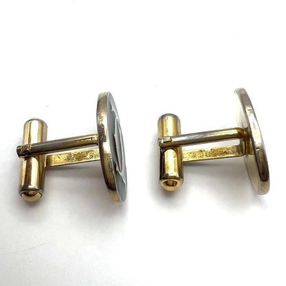 Cartier Vintage Cufflinks Tie Pin Set Gold Black Used Italy