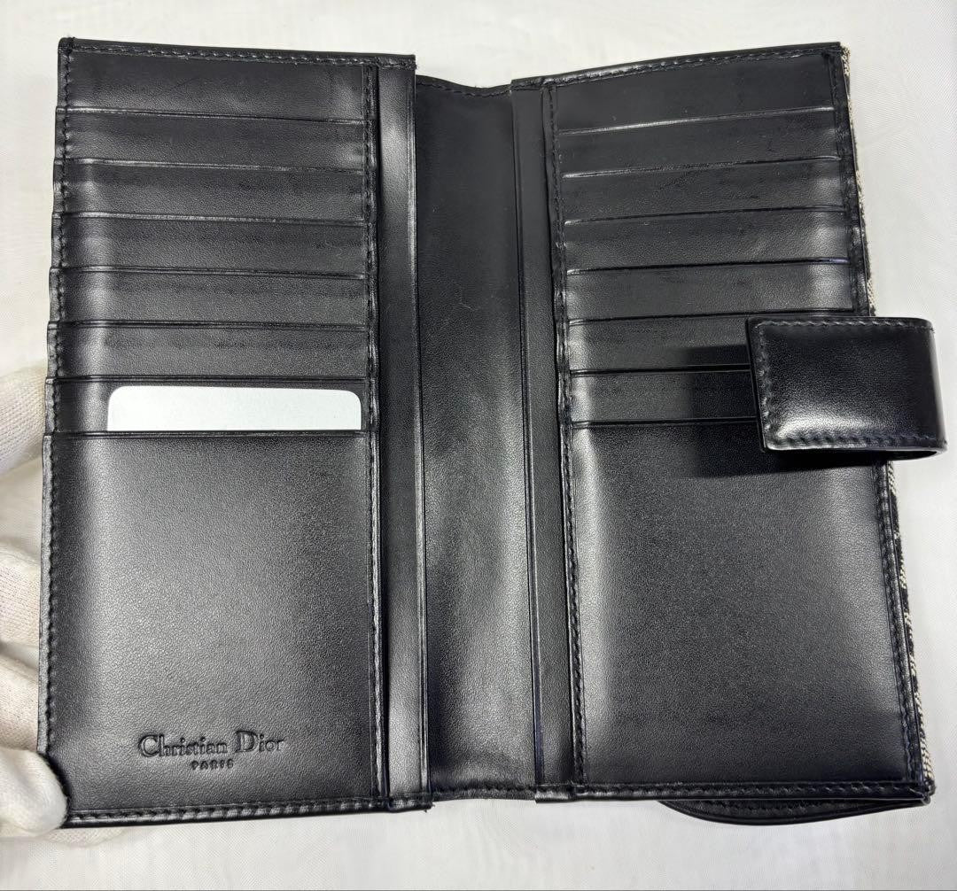 Christian Dior Saddle Trotter Oblique Long Wallet Canvas Leather D Charm W/Box
