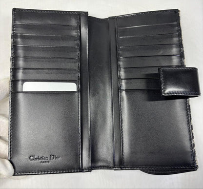 Christian Dior Saddle Trotter Oblique Long Wallet Canvas Leather D Charm W/Box