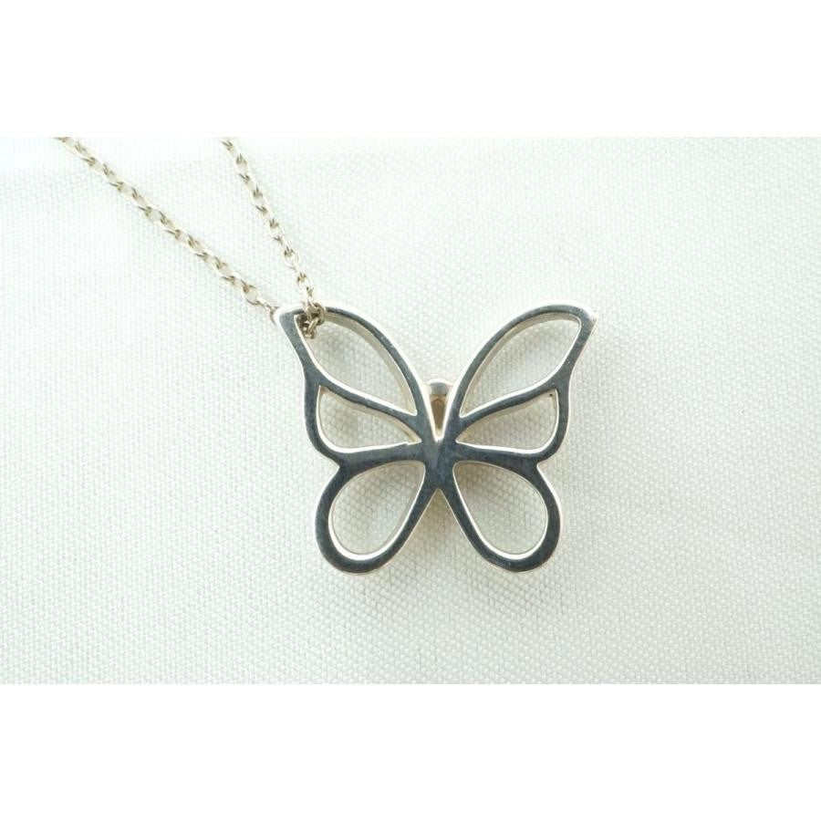Tiffany & Co Sterling Silver 925 Butterfly Papillon Pendant Necklace L46cm 18.1"