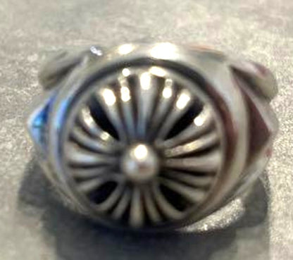 A&G Sterling Silver 925 Flower Concho Pattern Ring Size US 10-10.5 Used VTG