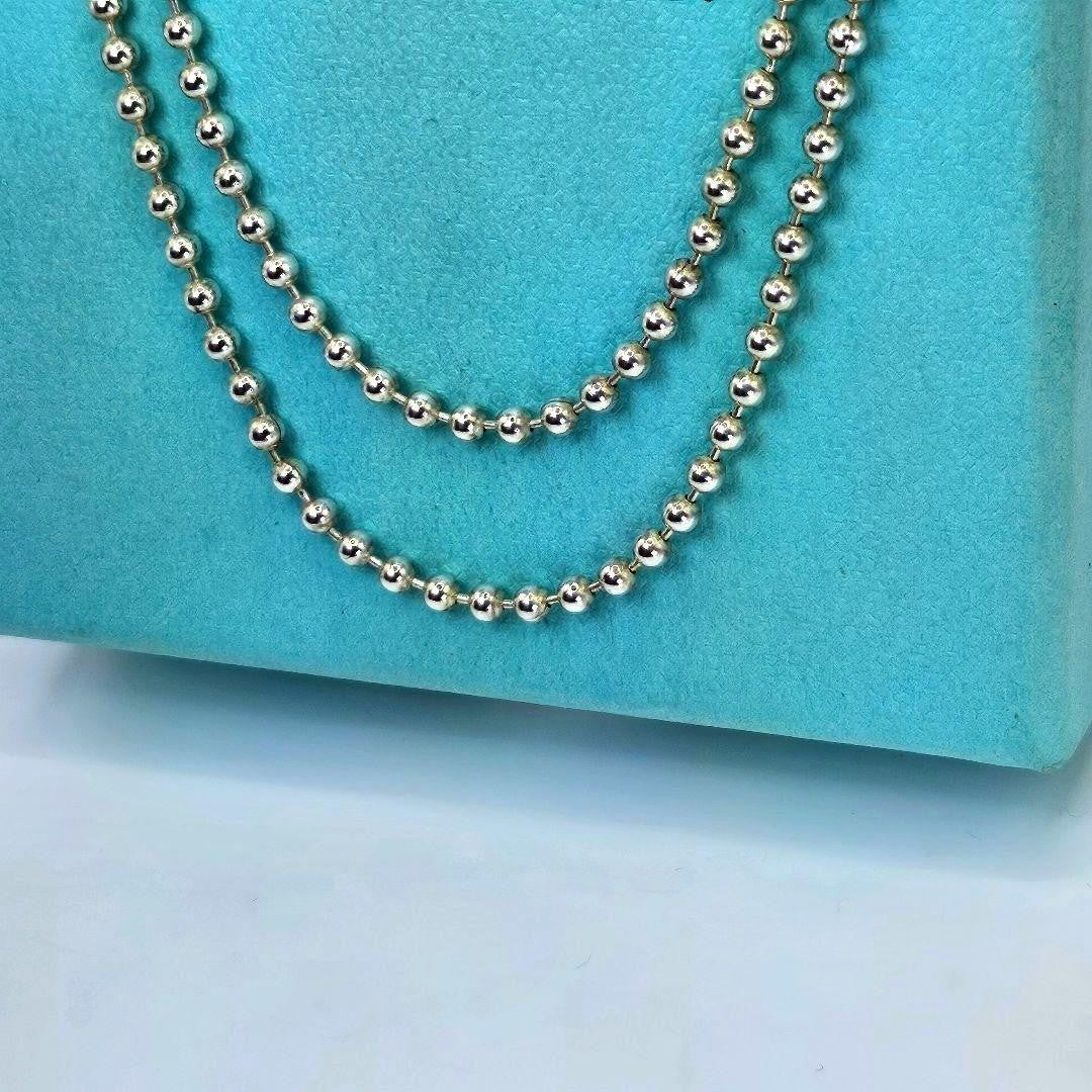 Old Tiffany & Co Sterling Silver 925 Long Ball Chain Necklace 86cm 33.8in 2.4mm