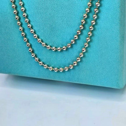 Old Tiffany & Co Sterling Silver 925 Long Ball Chain Necklace 86cm 33.8in 2.4mm