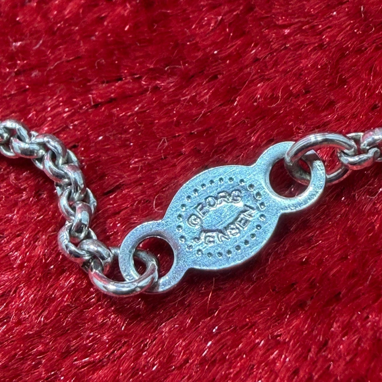 Georg Jensen # 9A Sterling Silver 925 Turquoise Necklace Pendant L 44.5cm 17.5in