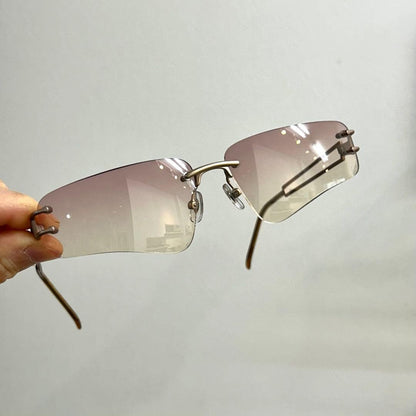 Alexander McQueen Authentic 42-0030 VTG Rimless Sunglasses Matte Brown Frame