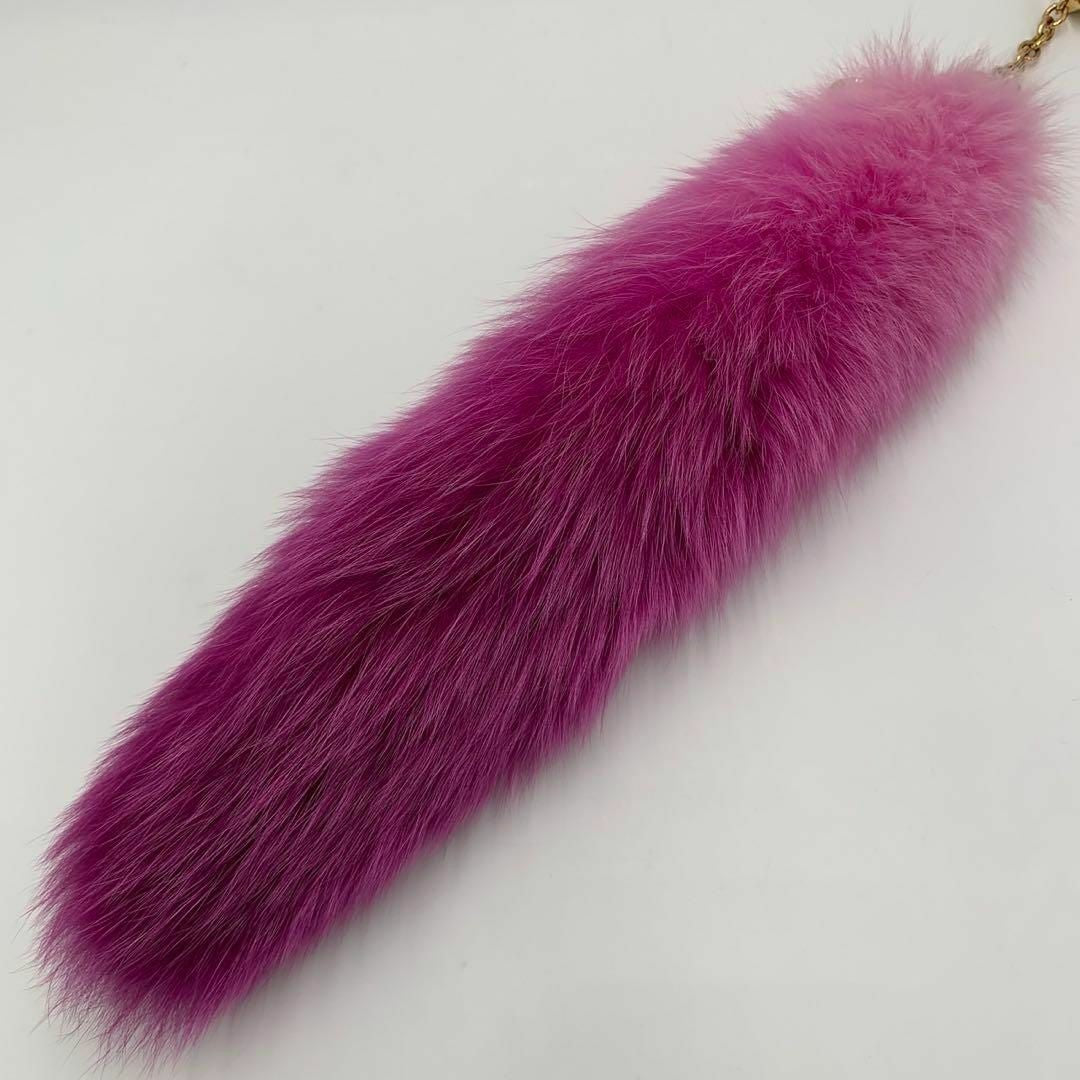Louis Vuitton Authentic Foxy Pompom Fox Fur Bag Charm Pink 46 cm 18.1" Used