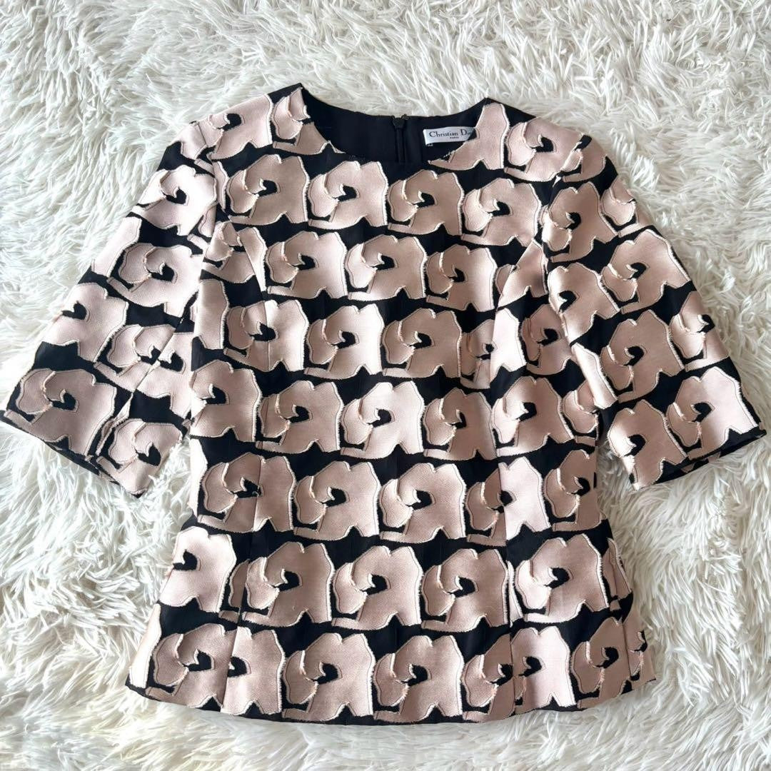 Authentic Christian Dior Floral Print Silk Top Black Pink Back Zipper Size 38 M