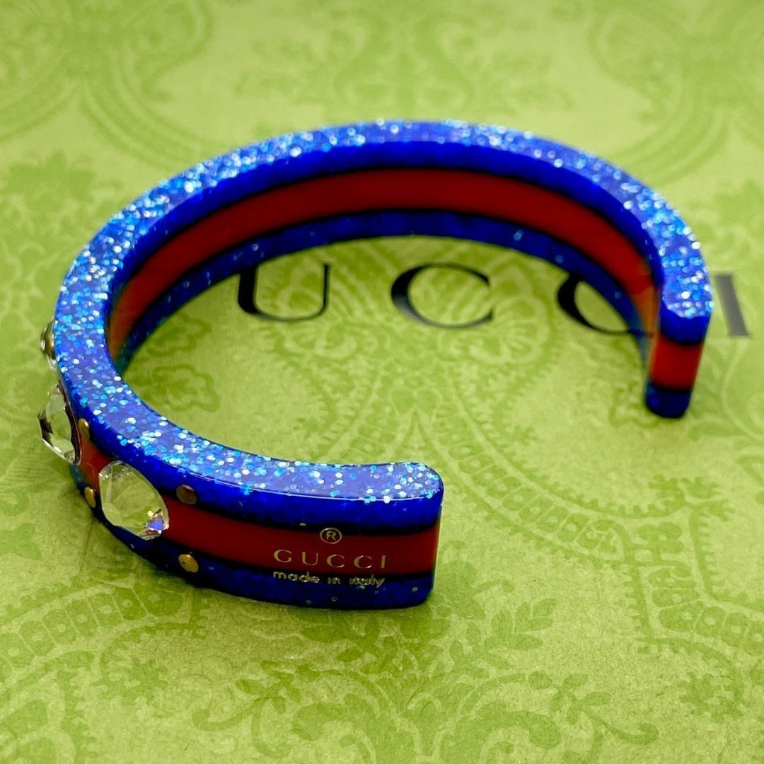 Rare GUCCI Bee Rhinestone Resin Cuff Bangle Bracelet L 15.5cm 6.1in Authentic